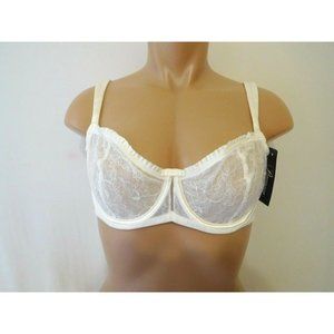 Paramour Bra 34C Underwire Lace Beige Creme New Semi - Demi  Intimates